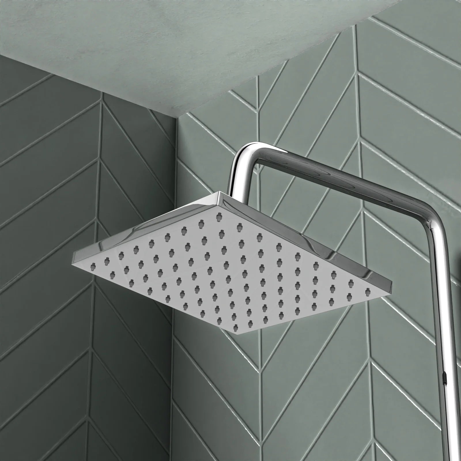Square Overhead & Hand Shower Thermostatic Valve Single Outlet - Chrome