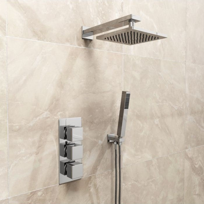 Cameo 3 Dial 2 Way Square Set - Shower Head & Handset