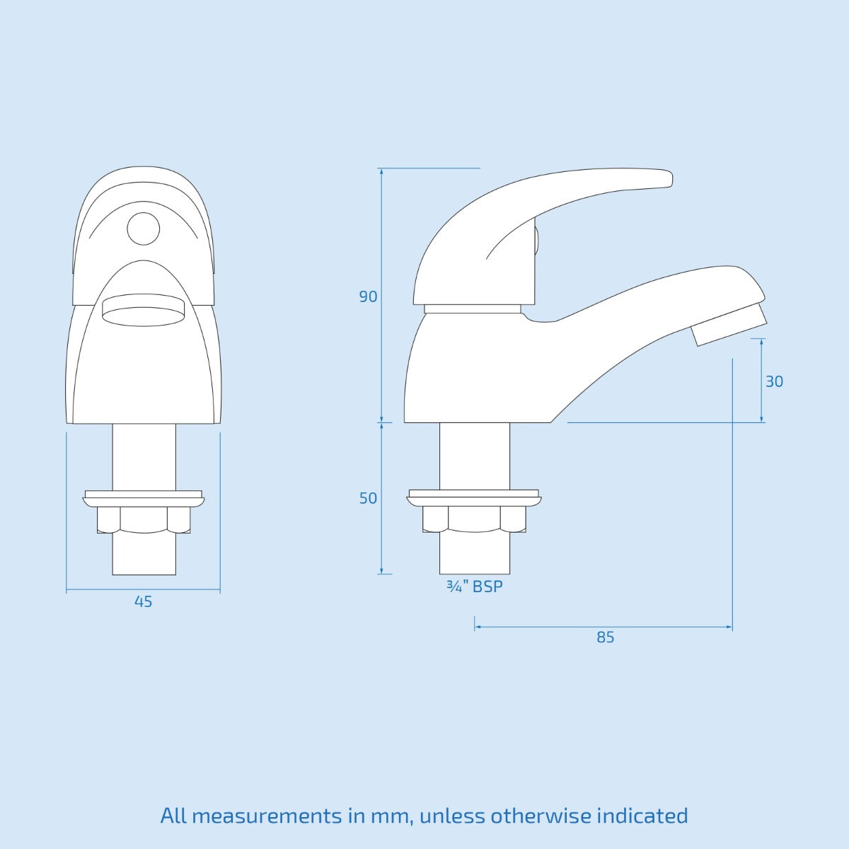 Studio Modern Set Of Twin Bath Taps with Single Lever