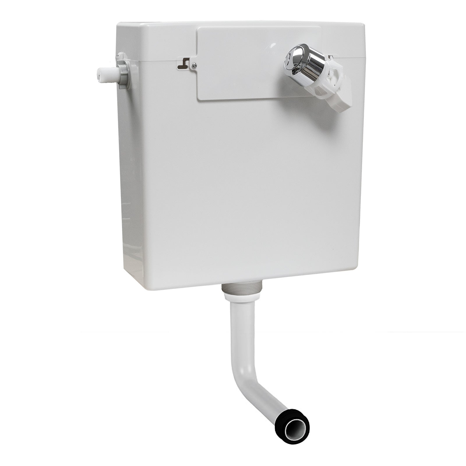 WC Toilet Concealed Side Fill Cistern and Chrome Dual Flush Button