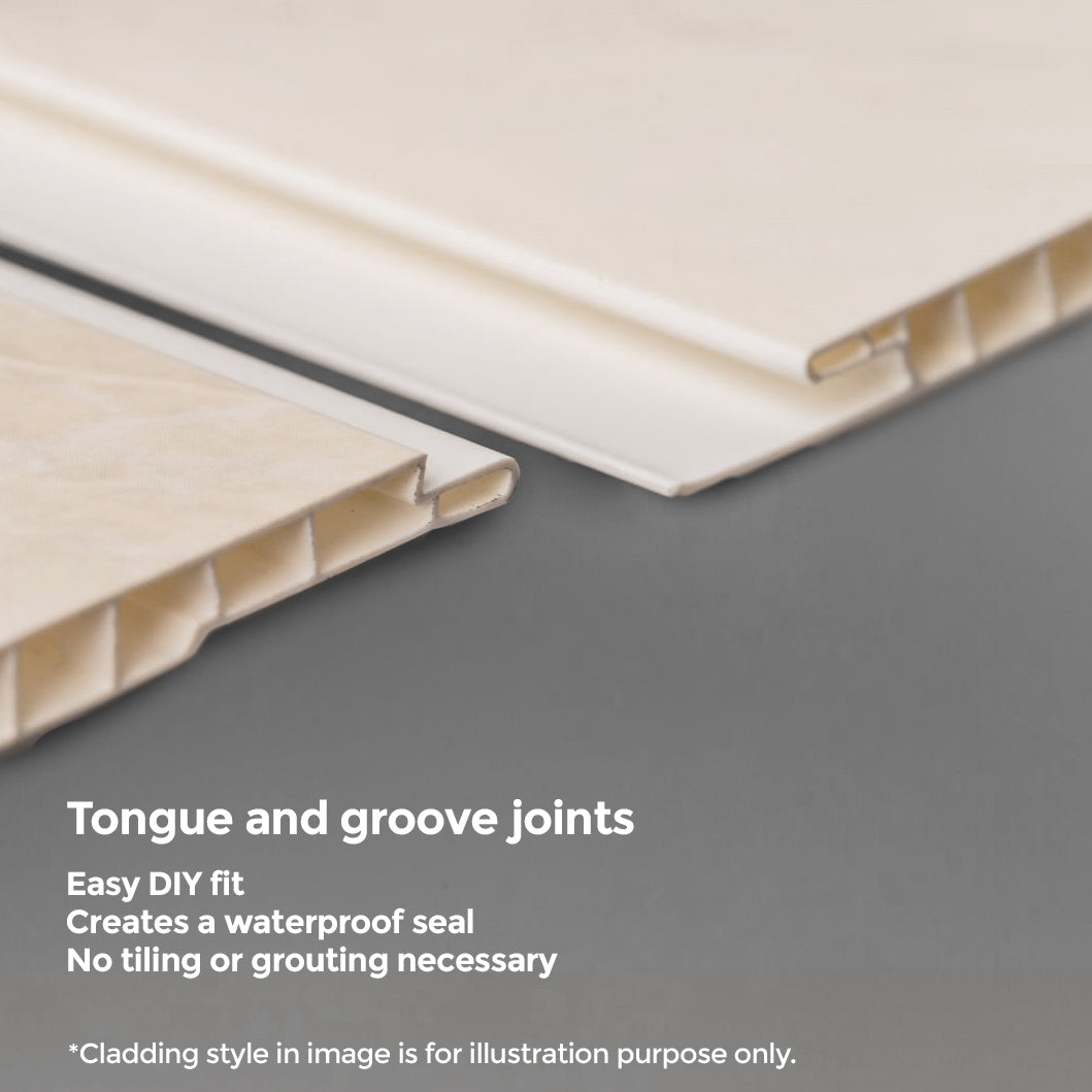 PVC Wall Panel White Wood Gloss 250mm X 2700mm X 5mm (Pack Of 4)