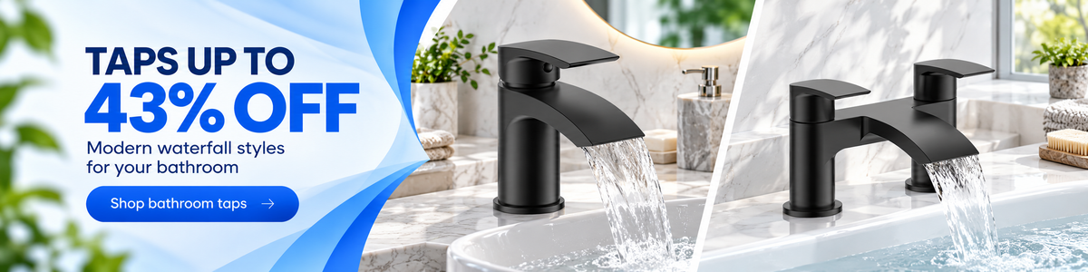 Matte black waterfall basin and mixer taps with up to 43% off
