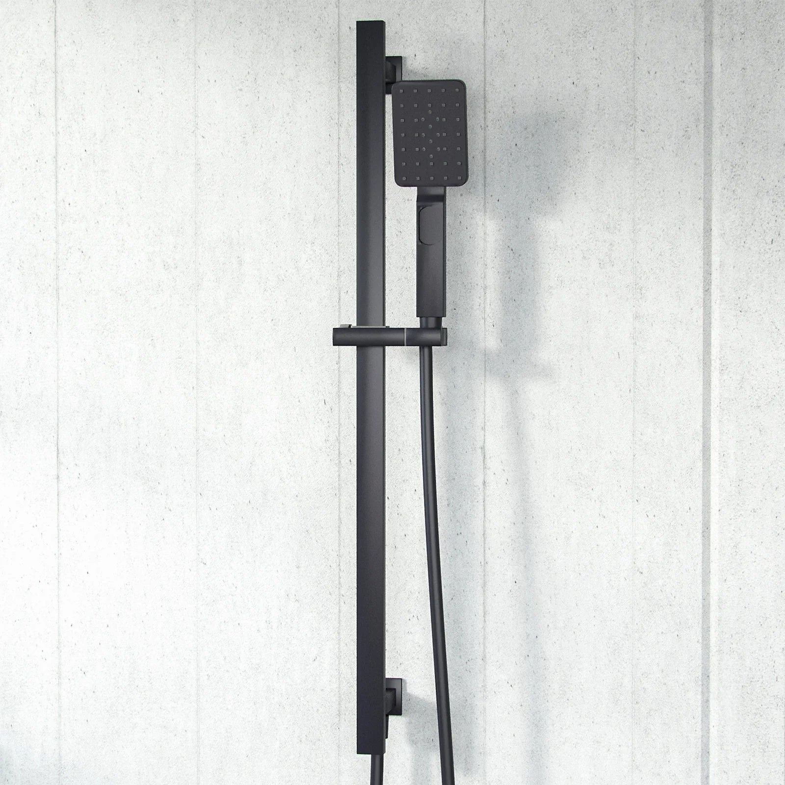 Temel Black Matte 2-Way 200mm Square Rainfall Shower Head Hand Held Mixer Valve