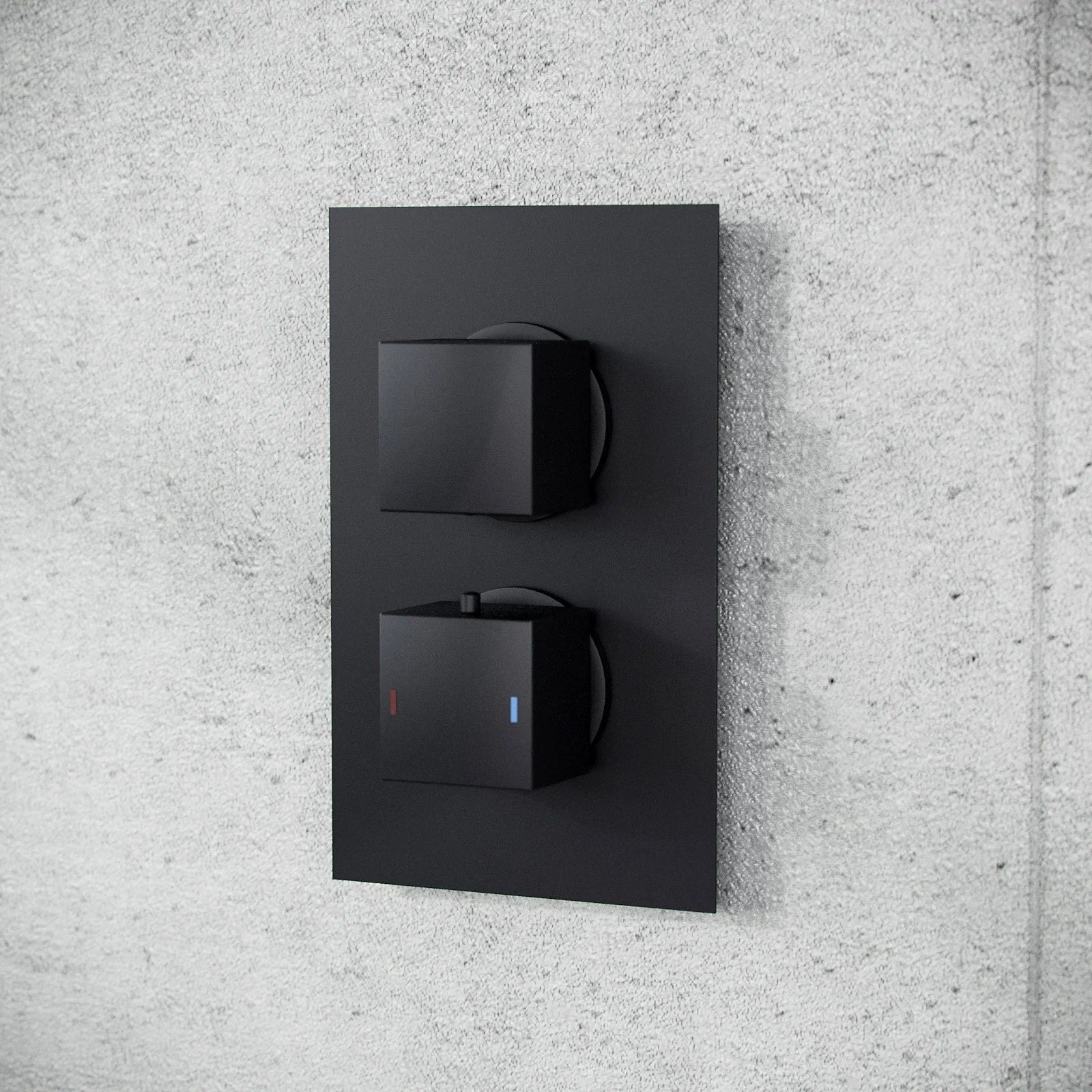 Temel Matte Black 2-Way Concealed Square Thermostatic Shower Mixer Valve Set
