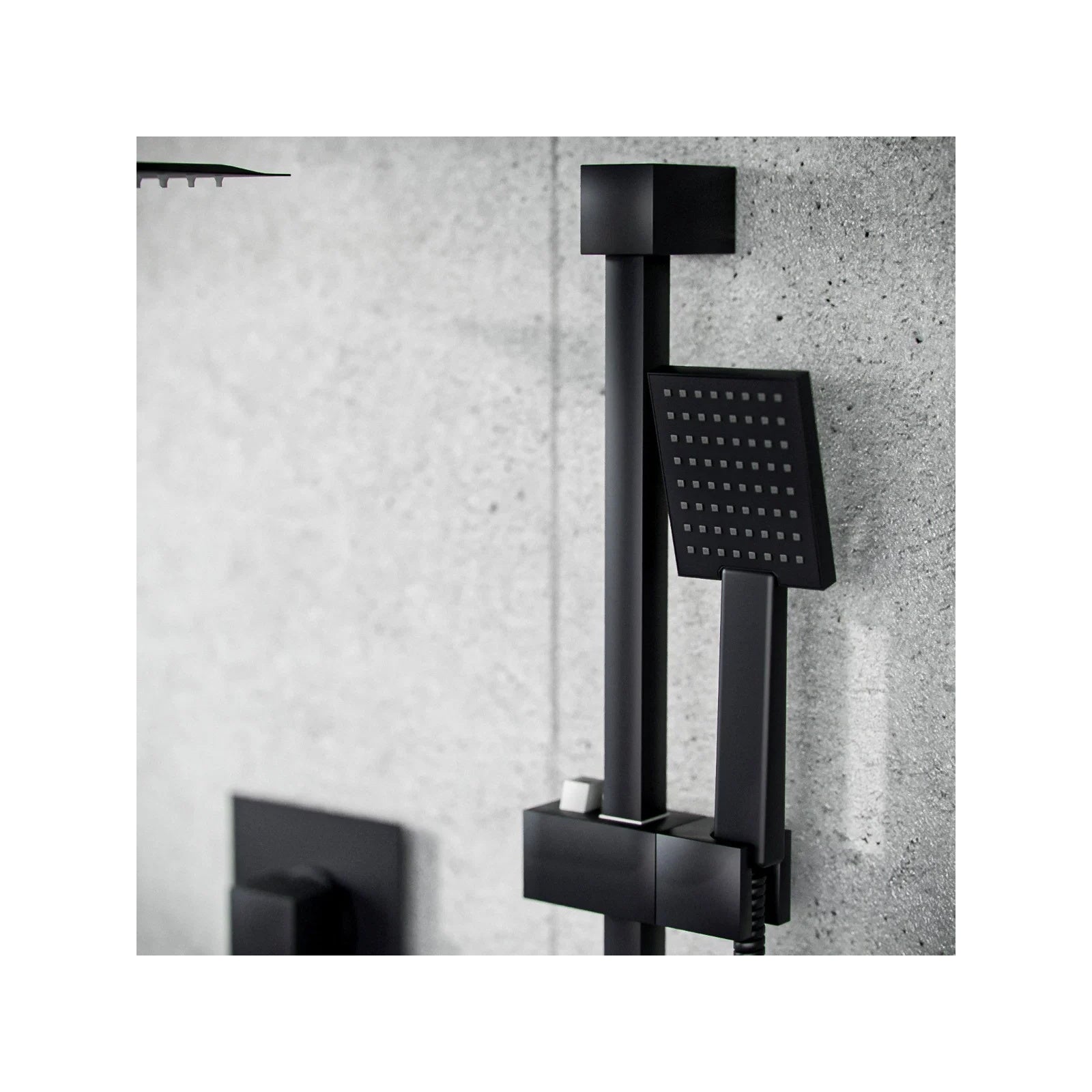 Temel Matte Black Voilet 2 Dial Thermostatic Mixer Outlet Square Shower Rail & Handset
