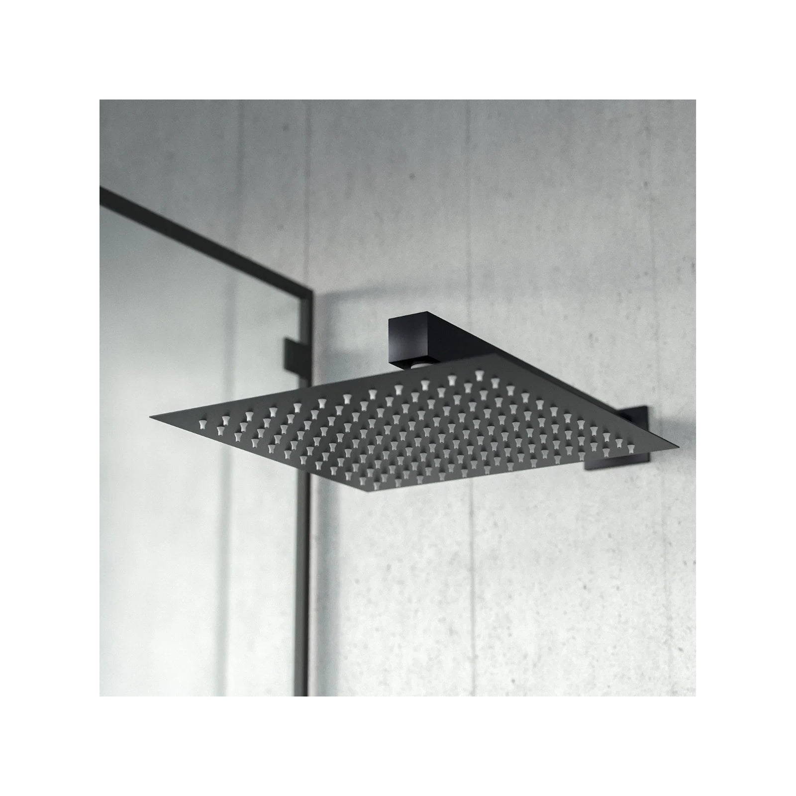 Temel Matte Black Voilet 2 Dial Thermostatic Mixer Outlet Square Shower Rail & Handset