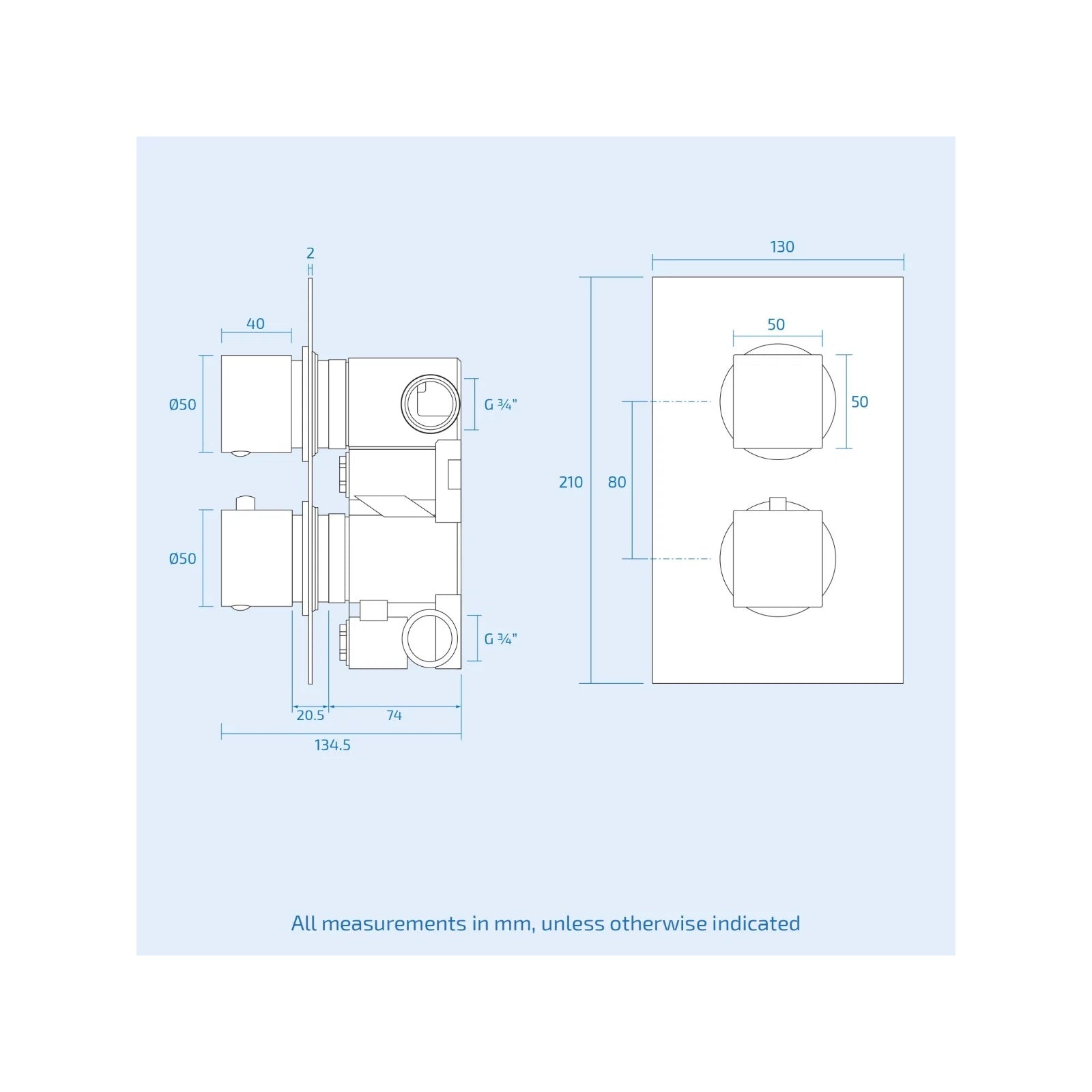 Temel Matte Black Voilet 2 Dial Thermostatic Mixer Outlet Square Shower Rail & Handset