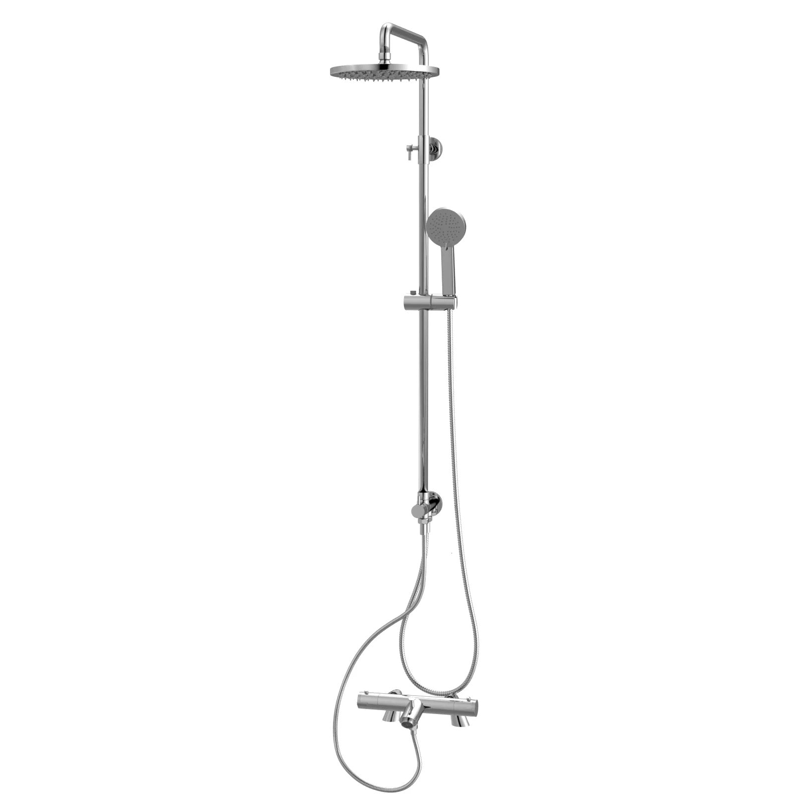 Thermostatic Exposed Bath Mixer Shower Set with 3 Mode Handset – Chrome