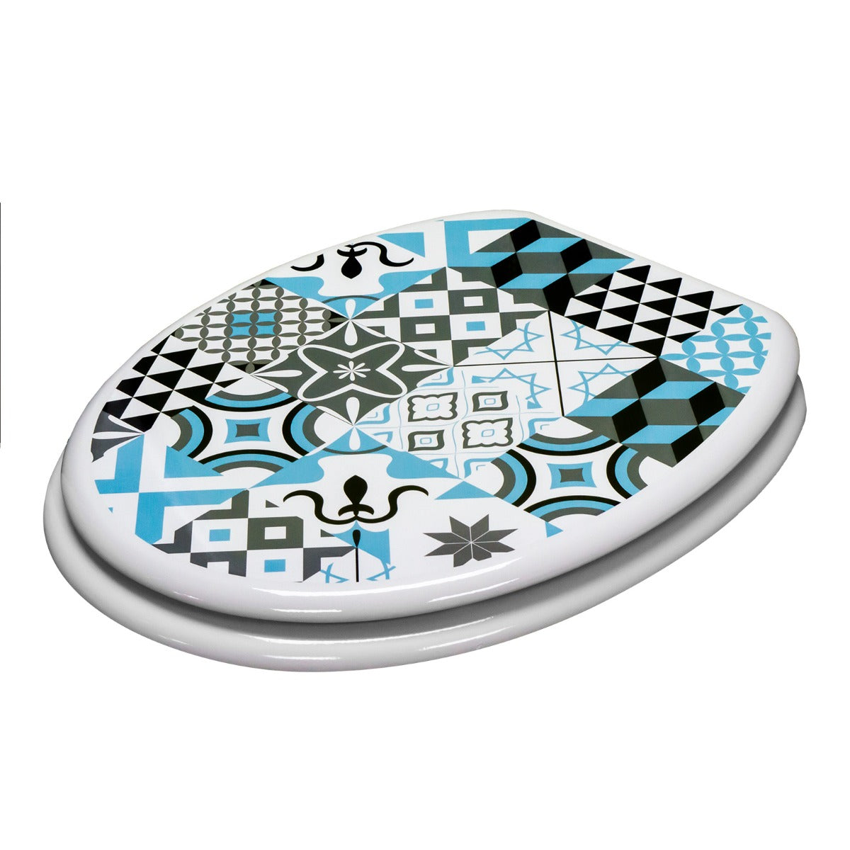 Universal Classic Oval Shaped Design Toilet Seat & Fixings Tile Pattern Print