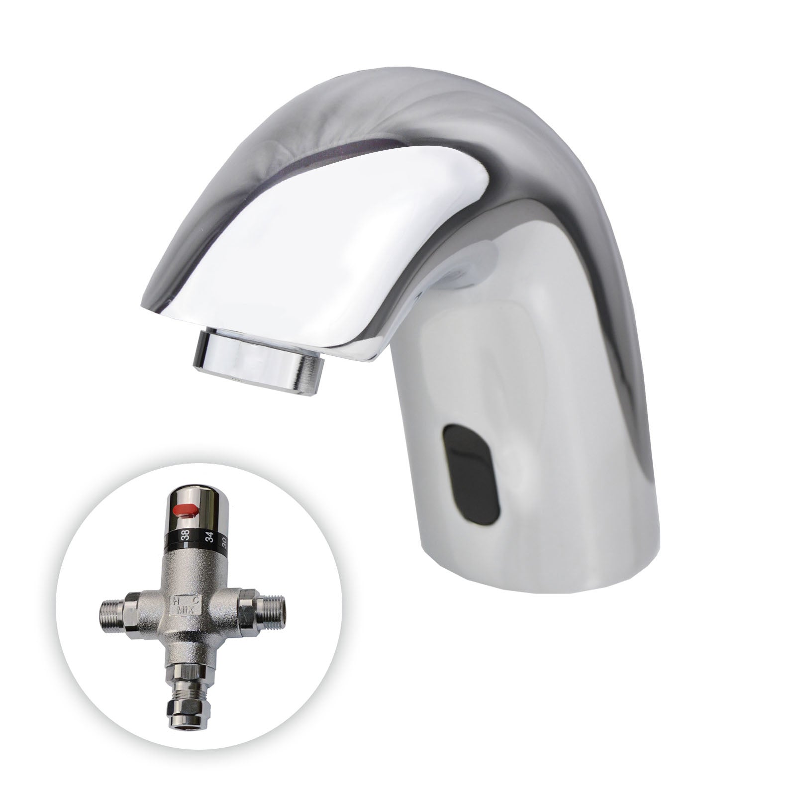 Cairo Contemporary Sensor Activated Basin Sink Mono Mixer Tap With TMV Valve