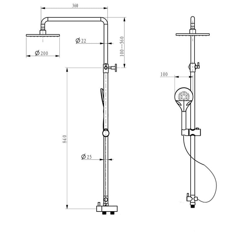 Modern Exposed Shower Mixer Handset & Bath Shower Mixer
