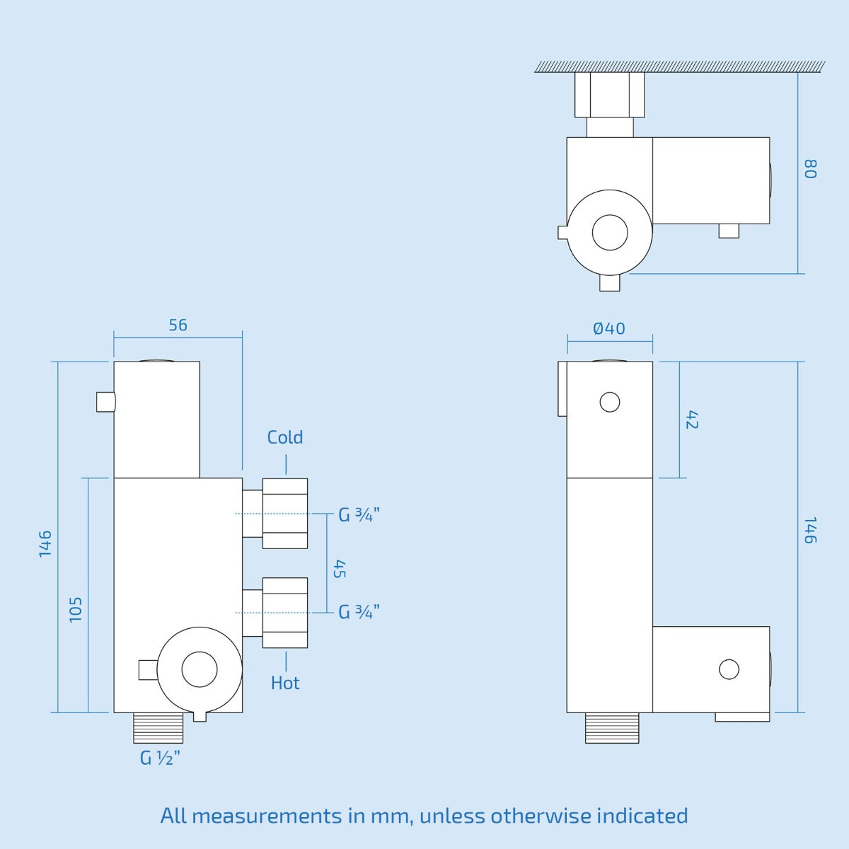 Thermostatic Mixer Valve Bar Shower Slider Rail Kit