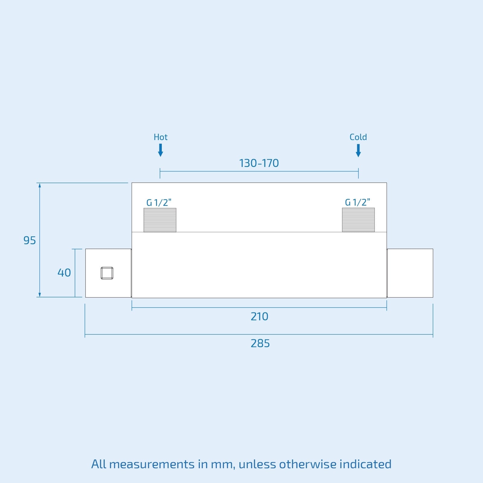 Dillon Square Thermostatic Bar Shower Cool Touch Valve - Chrome
