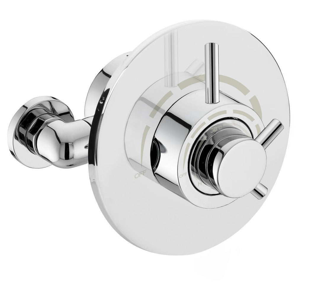 Emso Round Exposed/Concealed Thermostatic Shower Valve + Slider Rail Handset Kit