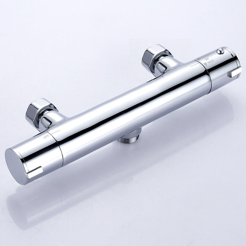 Qubix Thermostatic Round Shower Mixer & Slider Rail Kit Chrome