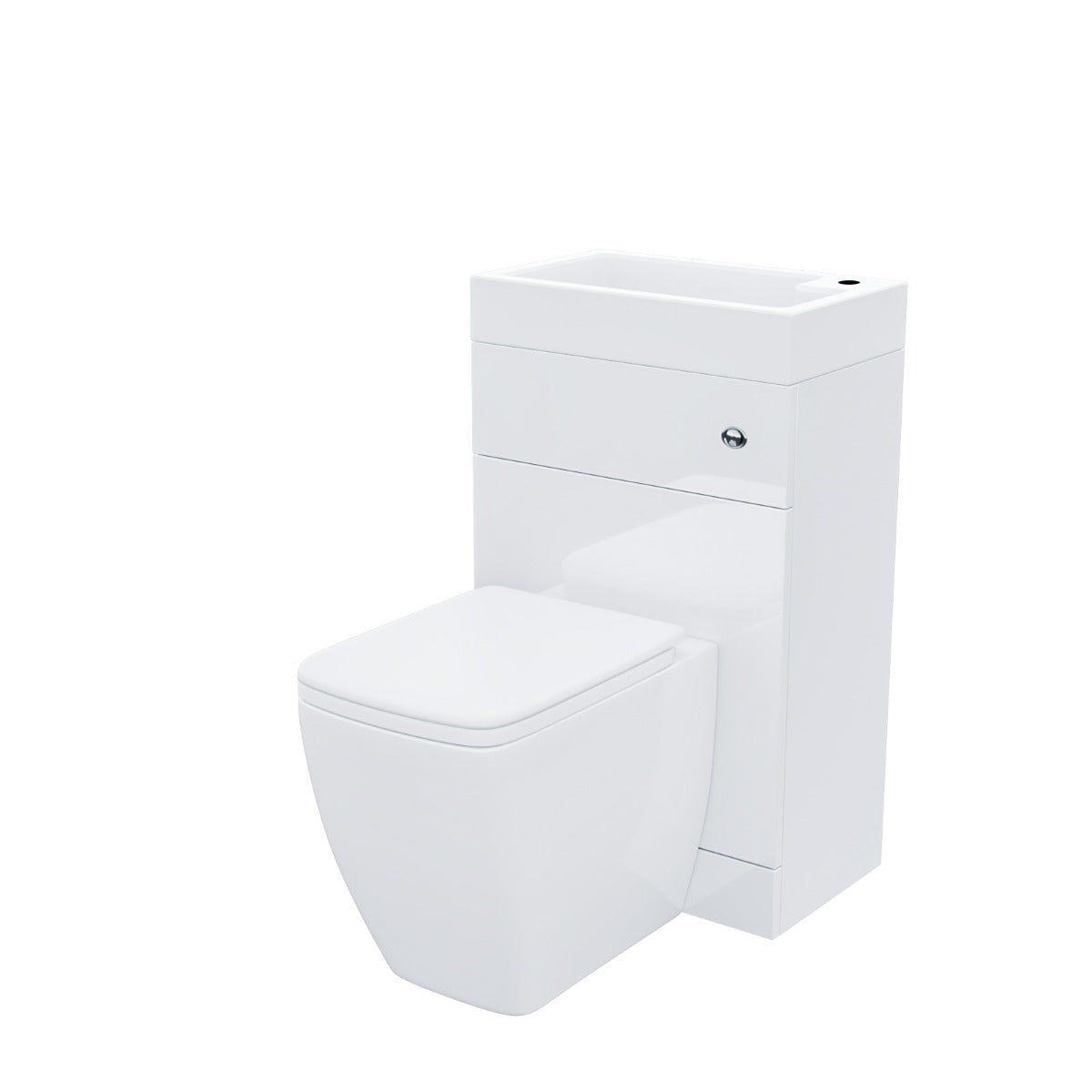 Homin 500mm Cloakroom 2 in 1 Basin WC Unit & Square Back to Wall Toilet White