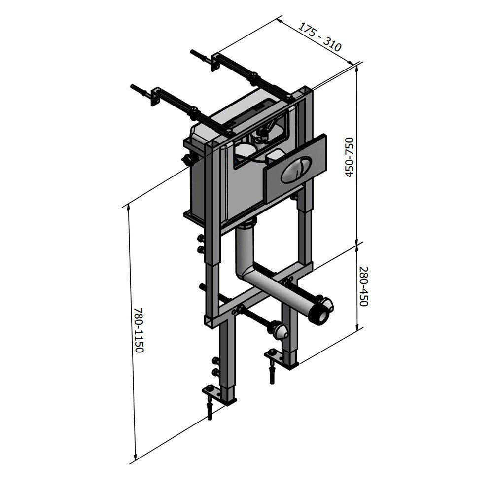 Cassellie Wall Hung WC Frame With Concealed Cistern and Flush Button