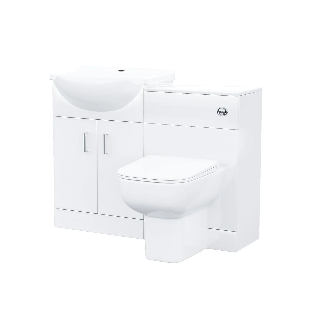 White 1050mm Freestanding Doors Vanity With WC Unit & BTW Toilet Pan