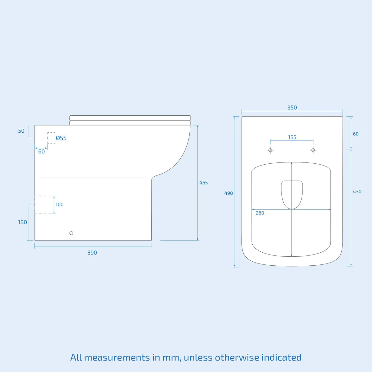 White 1050mm Freestanding Doors Vanity With WC Unit & BTW Toilet Pan