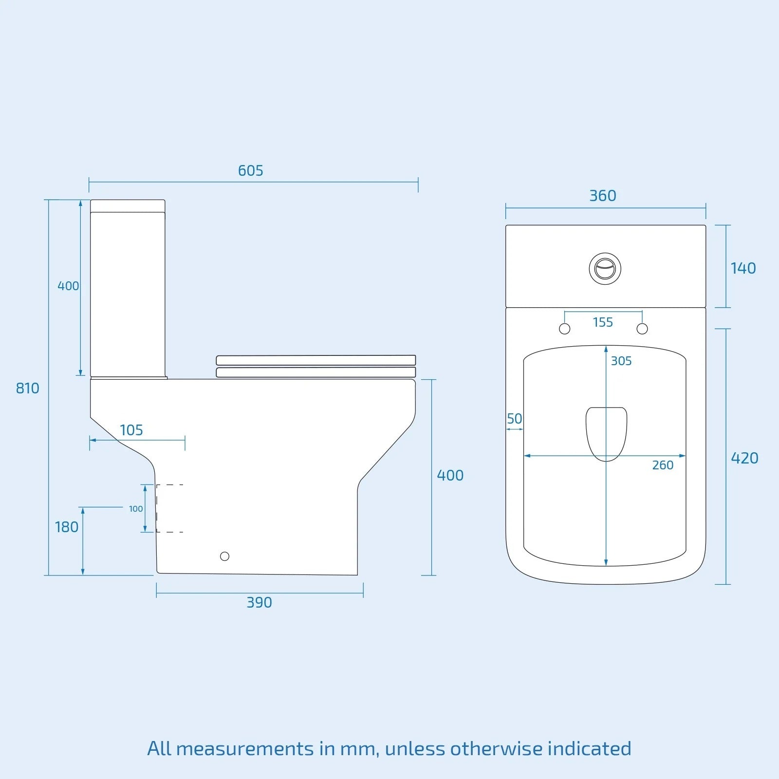 1700mm L-Shaped RH Bath Shower with Front Panel & Screen, 500mm Square Full Pedestal & Toilet - Set with Chrome Fittings