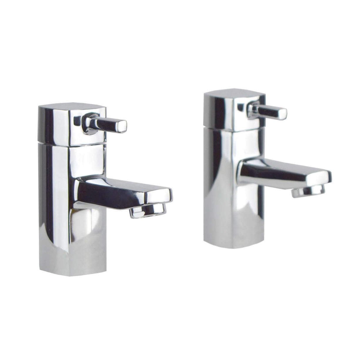 Boston Deck Mounted Chrome Hot & Cold Twin Basin Taps Brass