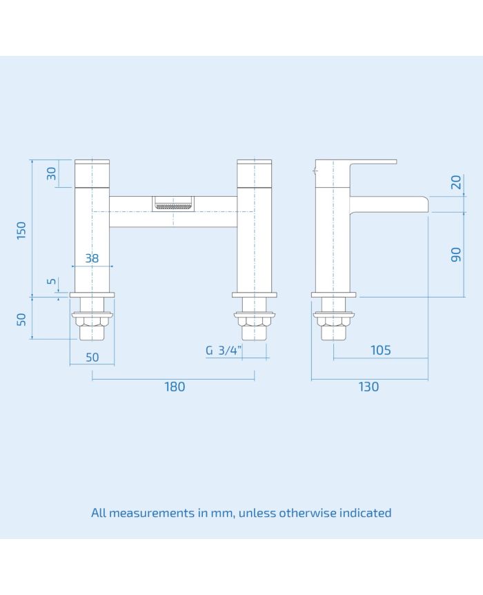 Nanuya White L-Shaped LH Shower Bath + Basin BTW Toilet Vanity With Taps