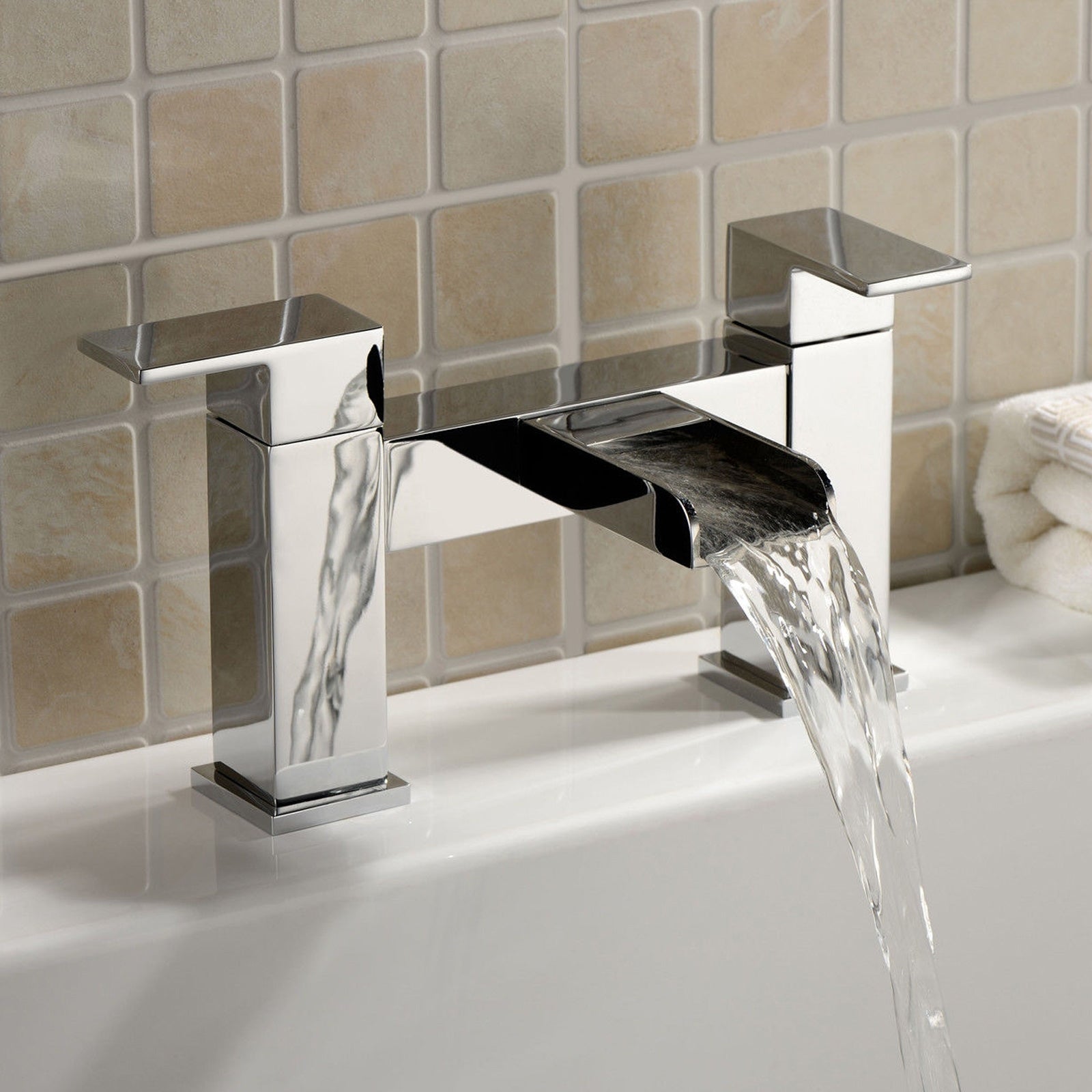 Origin Waterfall Basin Mono Mixer Tap and Bath Filler Tap with Waste