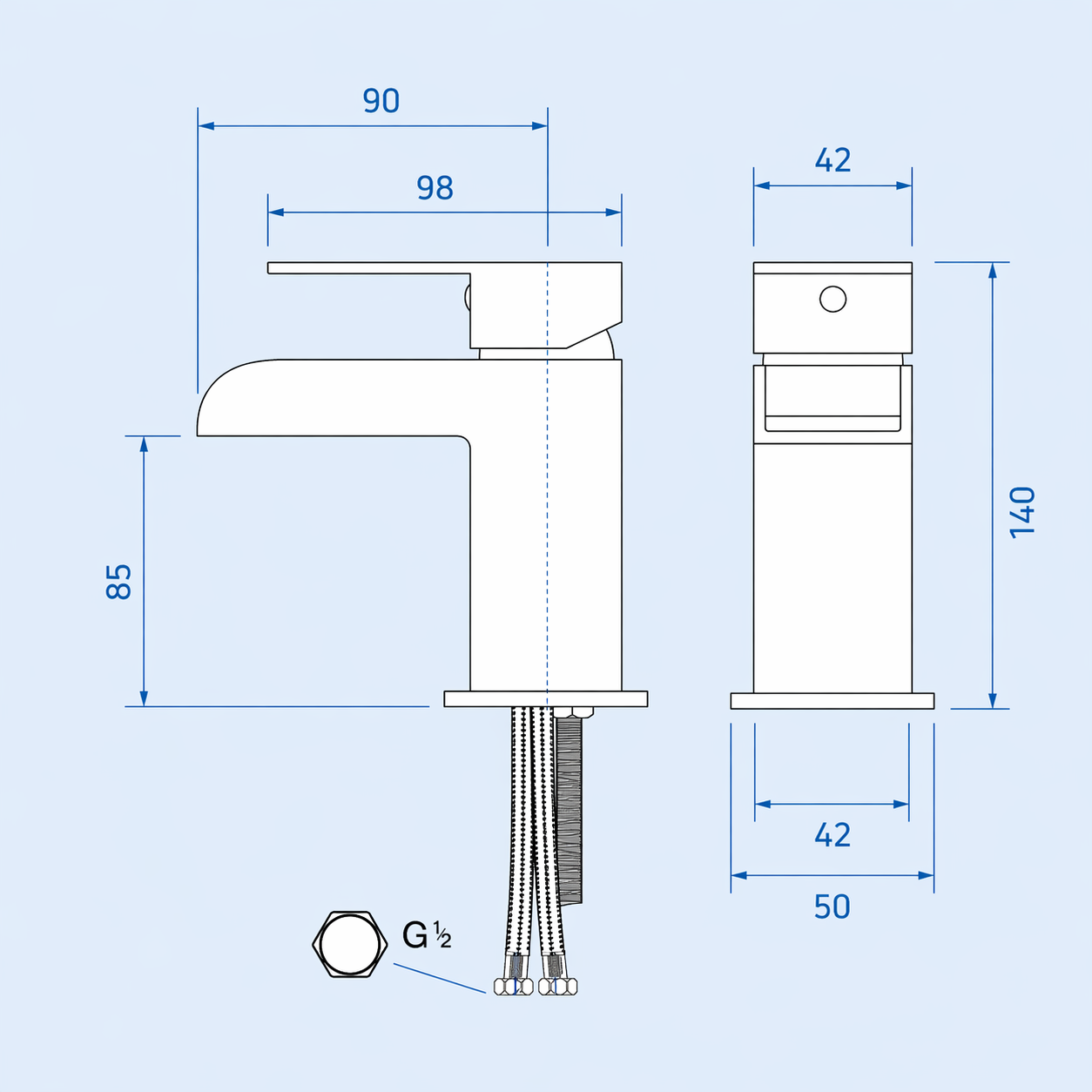 Nanuya L-Shaped LH Shower Bath Basin White 450mm Vanity Toilet Matte Black Taps Set
