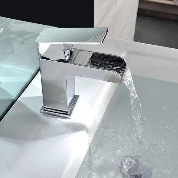 Ozone Contemporary Waterfall Basin Mono Mixer Tap & Deck Mounted Bath Filler Tap