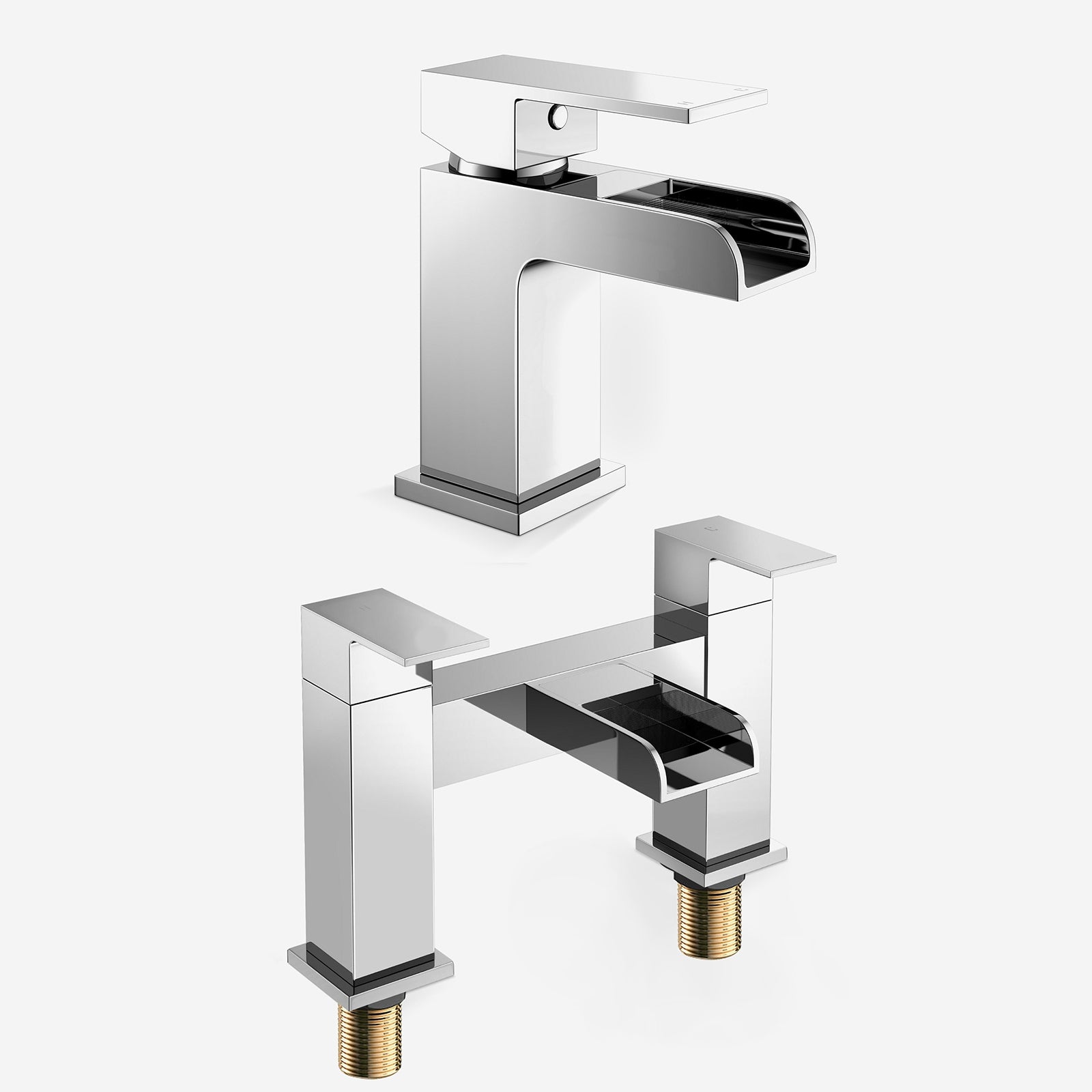Origin Waterfall Basin Mono Mixer Tap and Bath Filler Tap with Waste