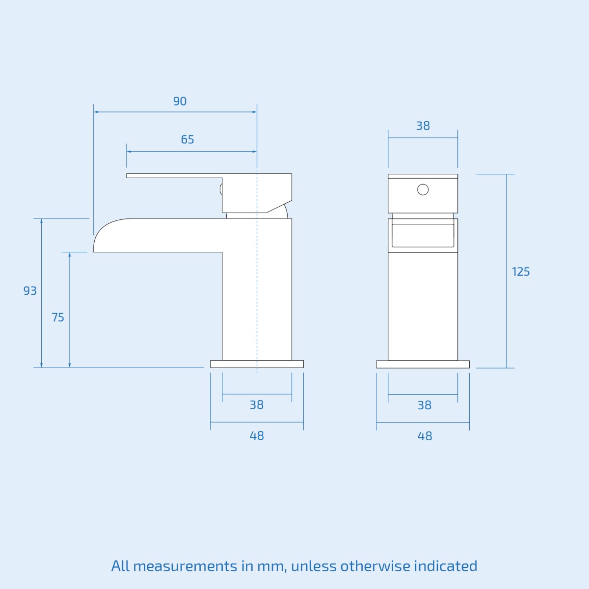 Nanuya 400mm Grey Cloakroom Vanity Basin Unit, Waterfall Mono Mixer Tap & Waste