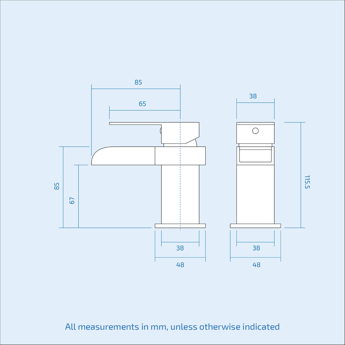 Afern Modern High Gloss Basin Vanity Cabinet and Tap with Waste Set