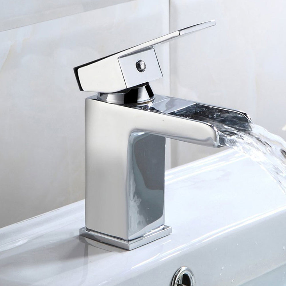 Nanuya 400mm Cloakroom Vanity Basin Unit, Waterfall Mono Mixer Tap & Waste Dark Grey