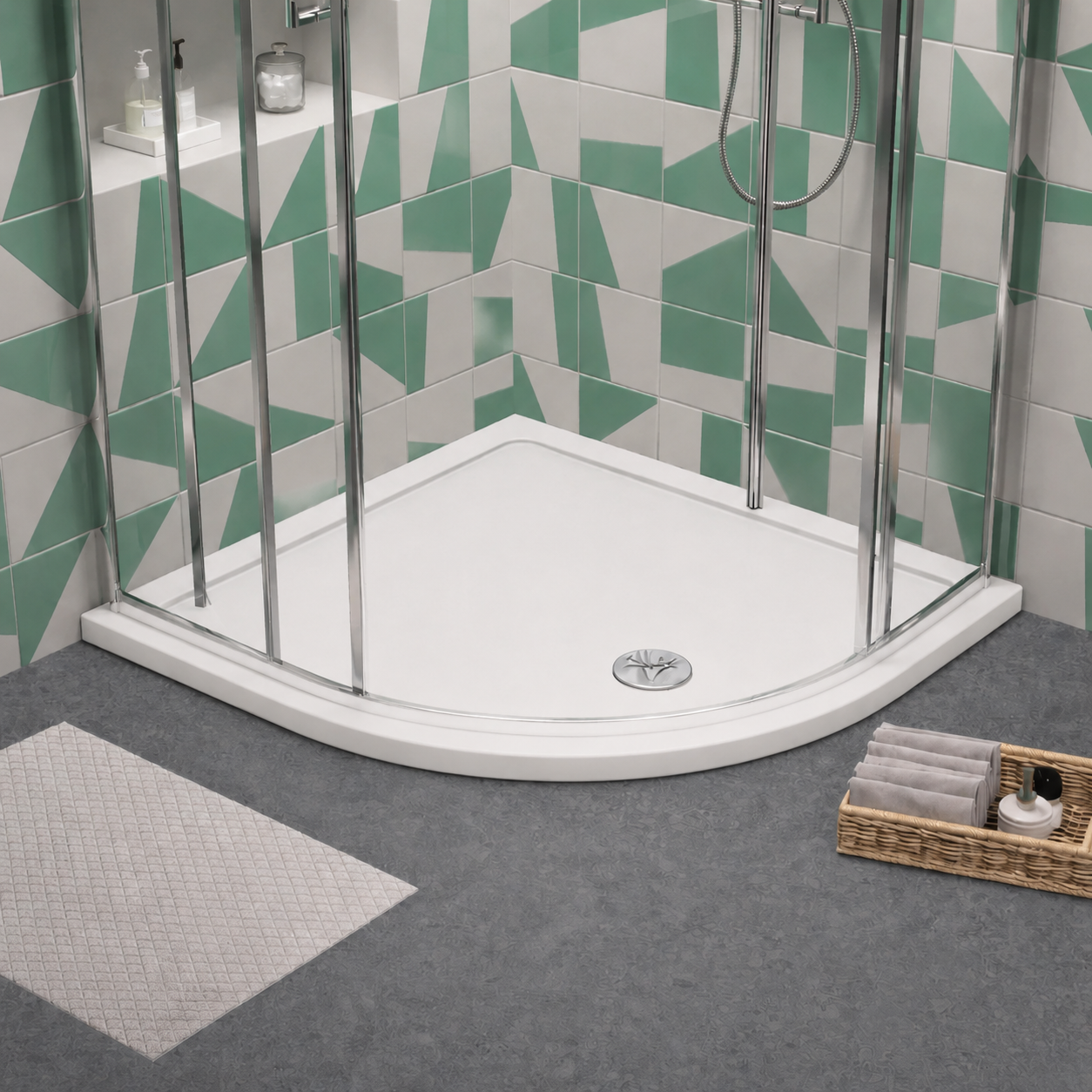 Slim Quadrant Stone Resin White Shower Tray