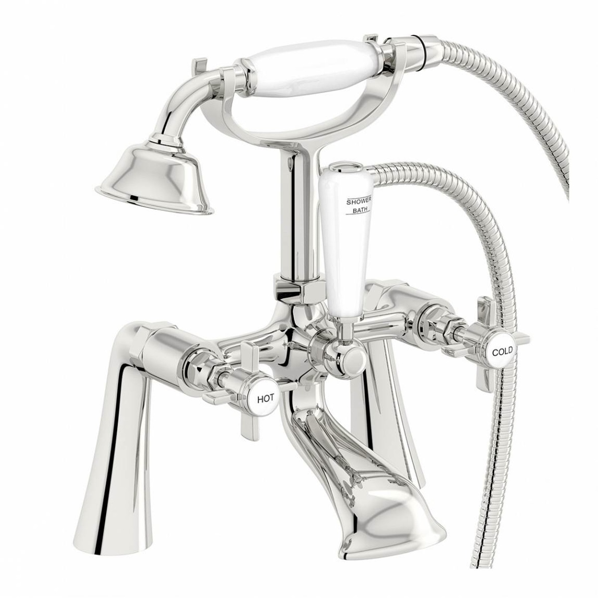 Traditional Bathroom Shower Mixer Tap Handset + Floor Mounted